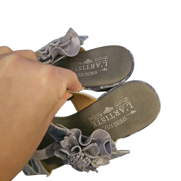 L'artiste Spring Step Cassana Size Eu 39 Blue/silver Leather Slide 8.5 New SH223 - Picture 2 of 8